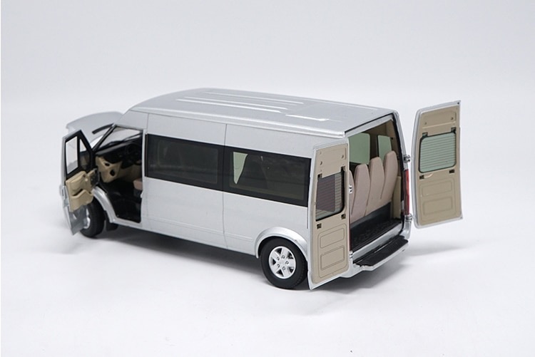 New-1-18-Diecast-Model-For-Ford-Transit-Silver-Van-MPV-Alloy-Toy-Car-Collection-For